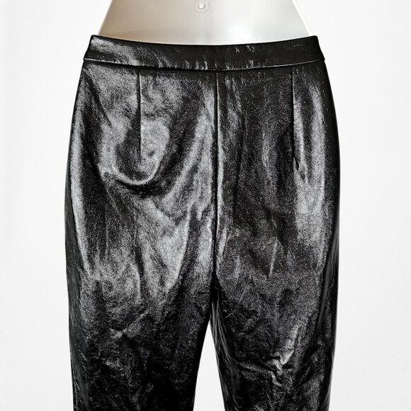 Vintage Y2K Black Patent Faux Leather Look Slim Leg Pants Size XS/S - Picture 7 of 7